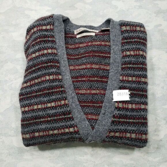 Northern Isles Vest Mens Large Gray Red Striped Button Up 100% Wool Grandpa Core - Picture 12 of 12